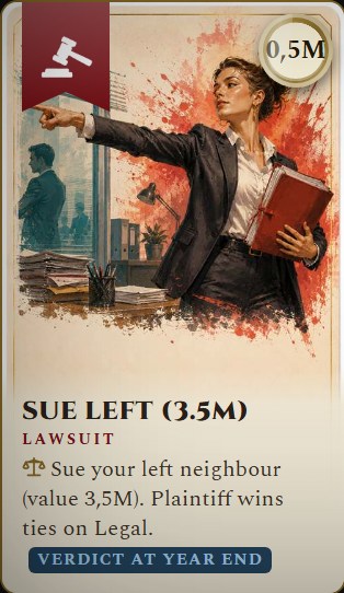 Sue your neighbour — a lawsuit card